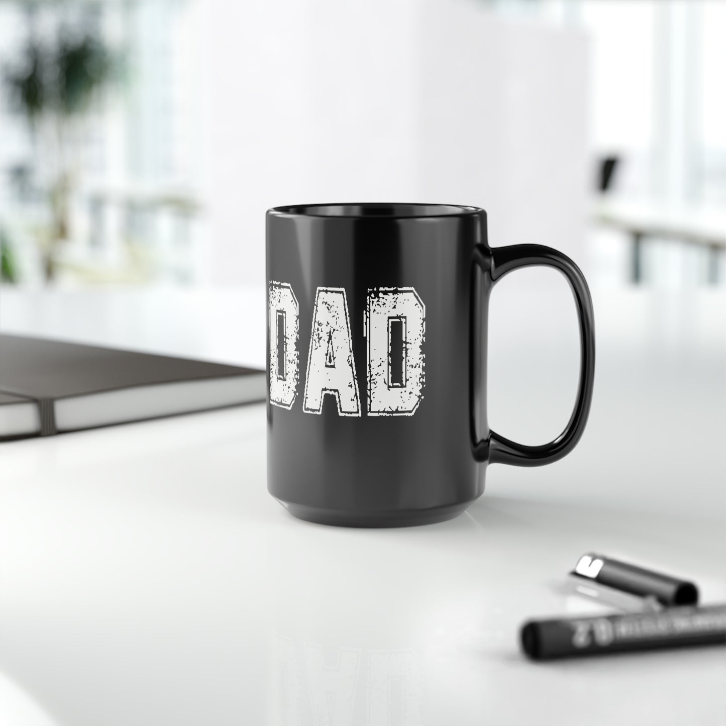 REAL DAD Black Mug, 15oz