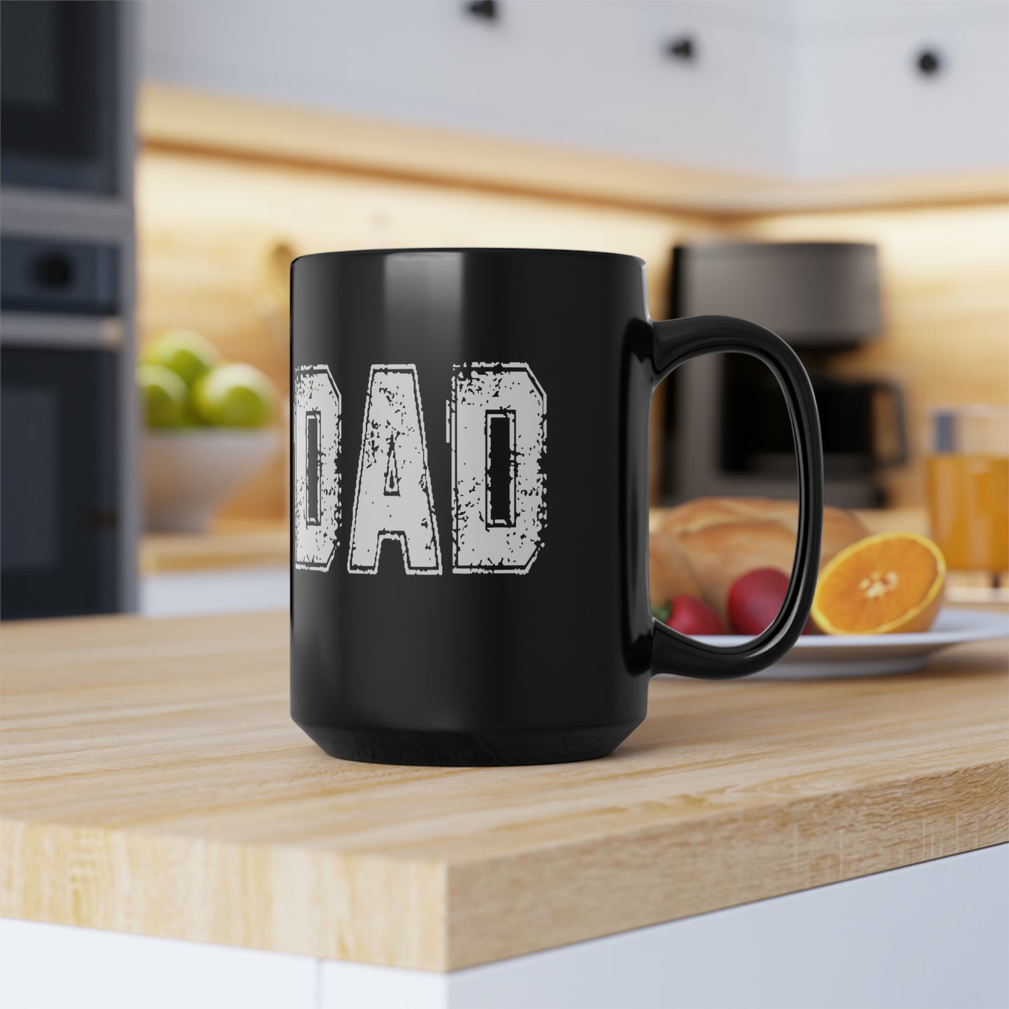 REAL DAD Black Mug, 15oz