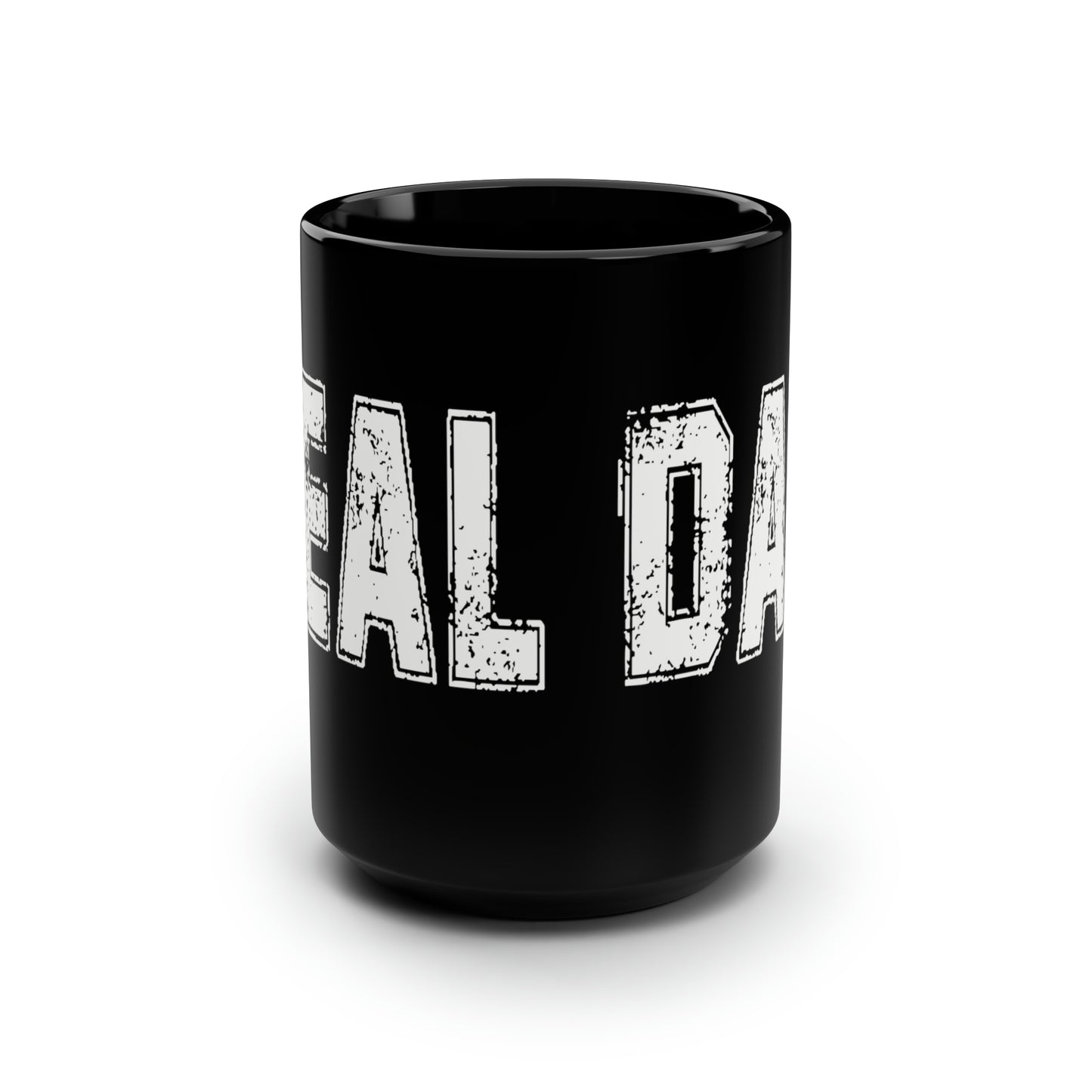 REAL DAD Black Mug, 15oz